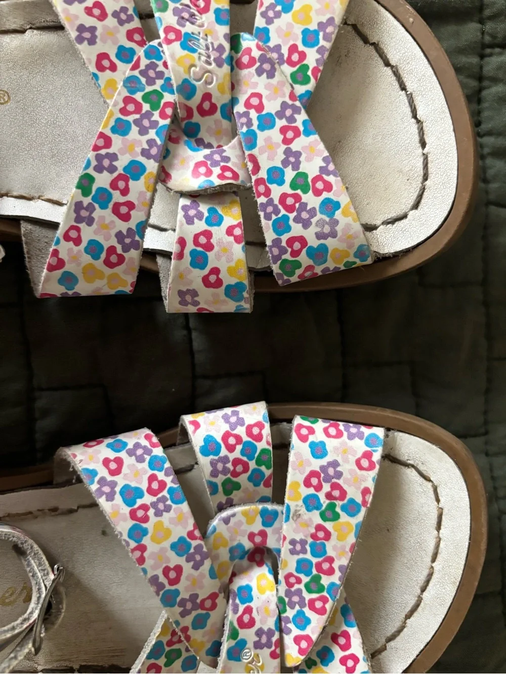 Salt Water Floral White Multi Strappy Kids Sandals